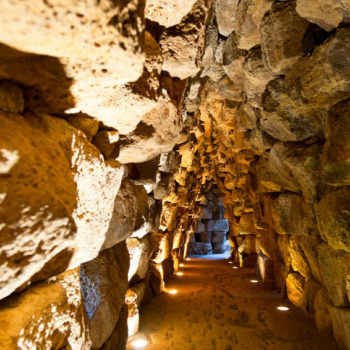 Tunnel in ancient   Nuraghe Santu Antine